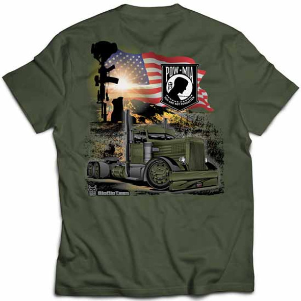 Big Rig Tee Waving Flag POW-MIA Short Sleeve T-Shirt - Medium Big Rig Tee Waving Flag POW-MIA Short Sleeve T-Shirt - Medium