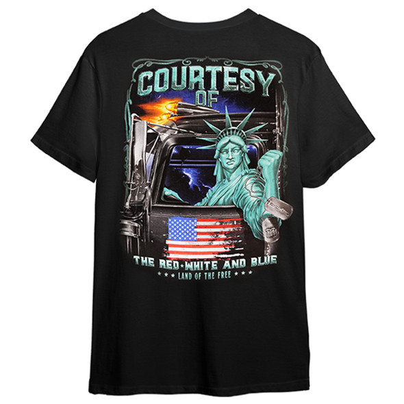 Courtesy of the Red White and Blue T-Shirt, Black 3X Short Sleeve Courtesy of the Red White and Blue T-Shirt, Black 3X Short Sleeve