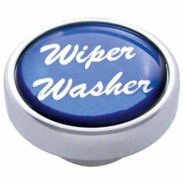 Small Chrome Wiper Washer Dash Knob Blue