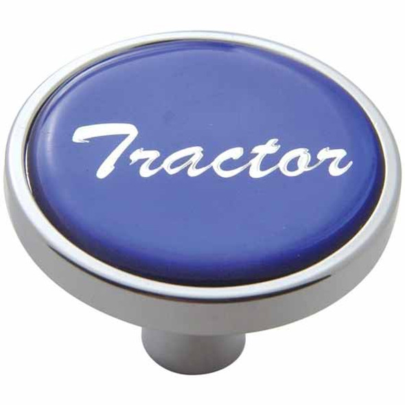 Chrome Air Valve Knob Pin Style W/ Glossy Blue Tractor Sticker