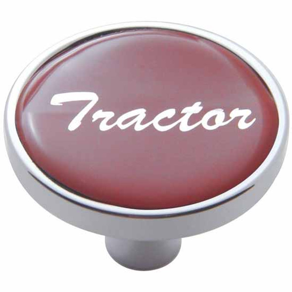 Chrome Air Valve Knob Pin Style W/ Glossy Red Tractor Sticker