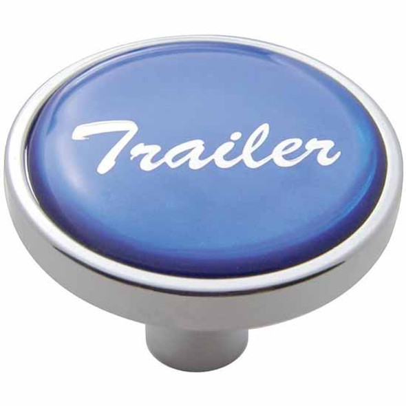 Chrome Air Valve Knob Pin Style W/ Glossy Blue Trailer Sticker