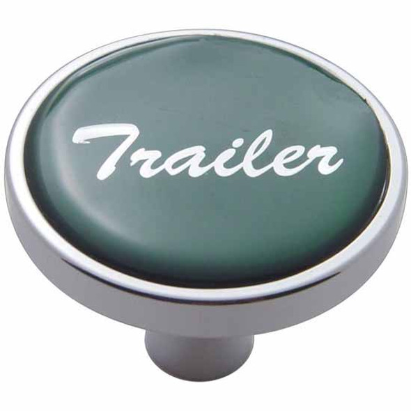 Chrome Air Valve Knob Pin Style W/ Glossy Green Trailer Sticker