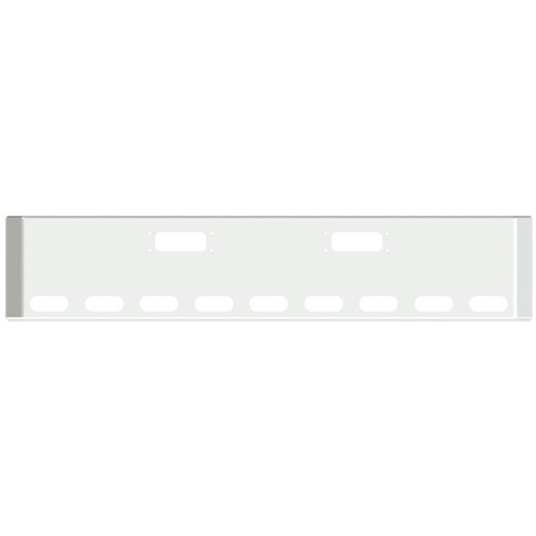 20-Inch Chrome American Road Runner Mitered Corner Bumper For Peterbilt 352, 359 Models With 9 Oval Light Holes and 2 Tow Holes