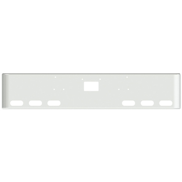 Peterbilt 357 378 379 18 Inch Texas Stainless Steel Bumper W/ Square Corners - Tow & 6 Oval Light Holes By Valley Chrome