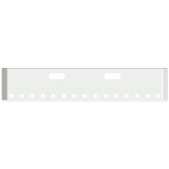 22-Inch American Road Runner Mitered Corner Bumper with 2 Tow Holes and 15 Round 2" Light Holes For Peterbilt 352, 359