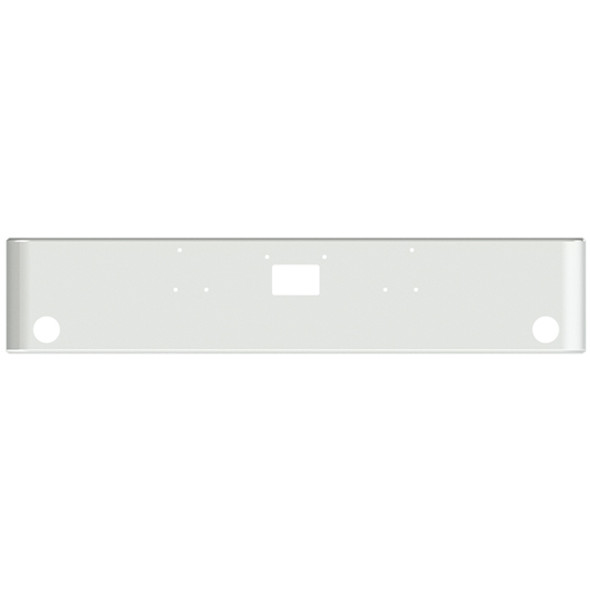 Peterbilt 357 378 379 18 Inch Texas Stainless Steel Bumper W/ Square Corners - Tow & 2 Rnd 4 Inch Light Holes By Valley Chrome