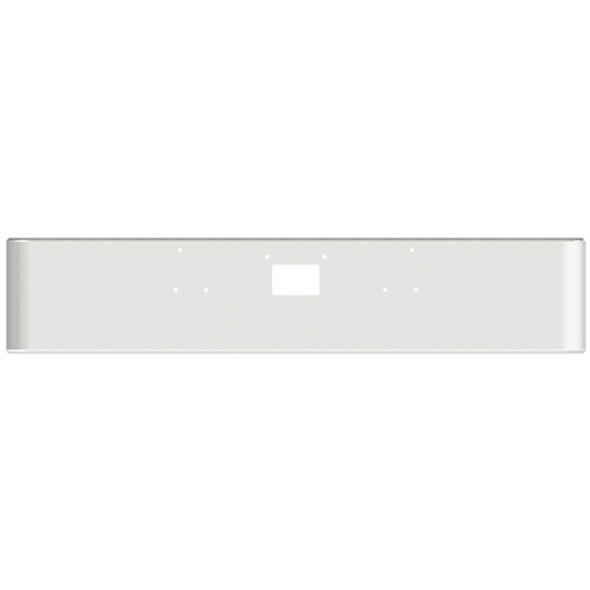 Peterbilt 357 378 379 18 Inch American Eagle Stainless Steel Bumper W/ Rolled Ends - Tow & Oval Vertical End Light Holes By Valley Chrome