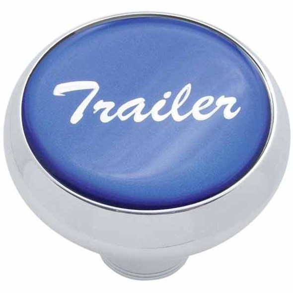 Chrome Deluxe Air Valve Knob W/ Glossy Blue Trailer Sticker