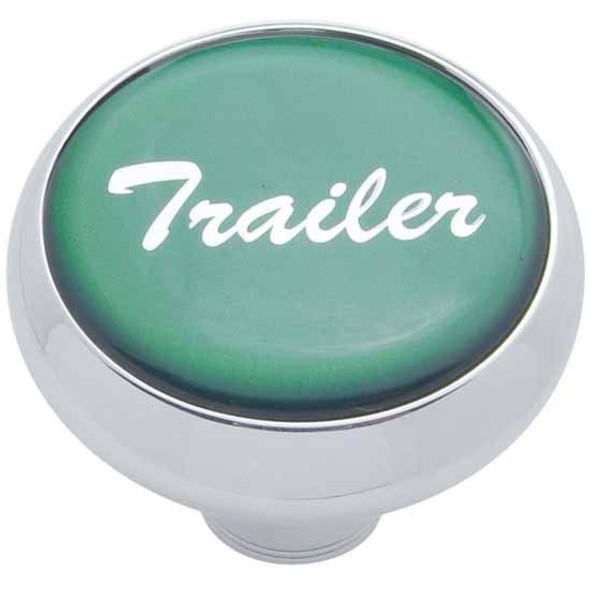 Chrome Deluxe Air Valve Knob W/ Glossy Green Trailer Sticker