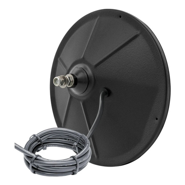 8-Inch Round Heated Convex Mirror with Offset Mount – Black Steel