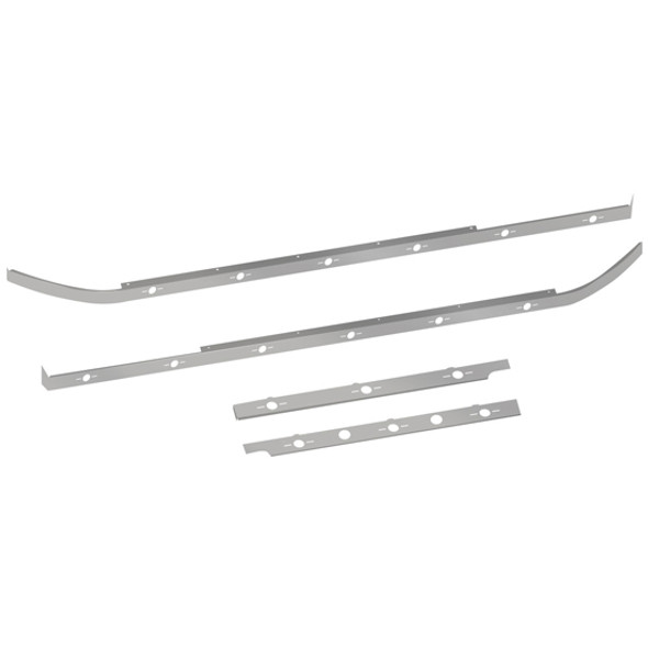 72 Inch Stainless Steel Sleeper & Extension Panel Kit W/ 2 Block Heater & 16 Slotted Light Holes For Peterbilt 567 / 579 With Underbody Exhaust