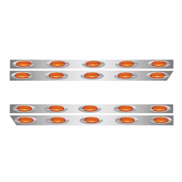 Stainless Steel Cab Panels W/ 12 G4 Lights- Amber LED/ Clear Lens For Peterbilt 389
