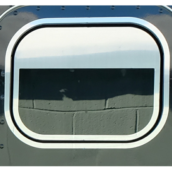 Stainless Steel 5 Inch Sleeper Door Window Chop Top W/ Trim For Peterbilt 579