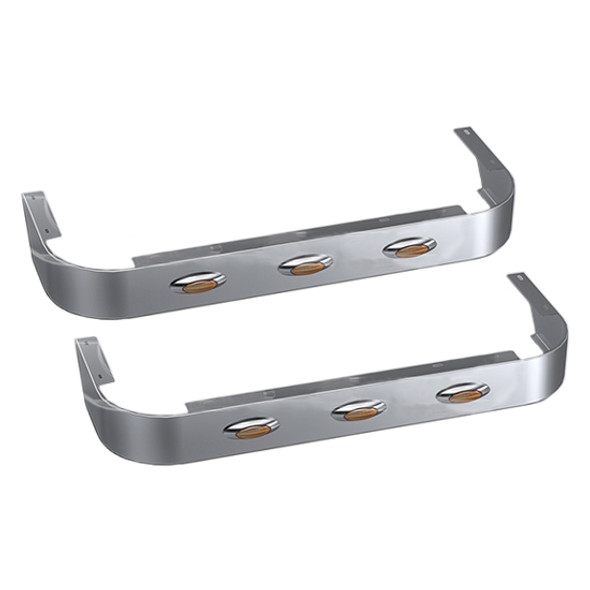 4 X 44 Inch Stainless Steel Sleeper Panel W/ 6 M5 LED Lights W/ Amber LED/ Amber Lens For Peterbilt 389