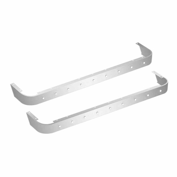 72 Inch Stainless Steel Sleeper Panels W/ Wraps & 18 Round 3/4 Inch Light Holes For Peterbilt 389 Long Hood
