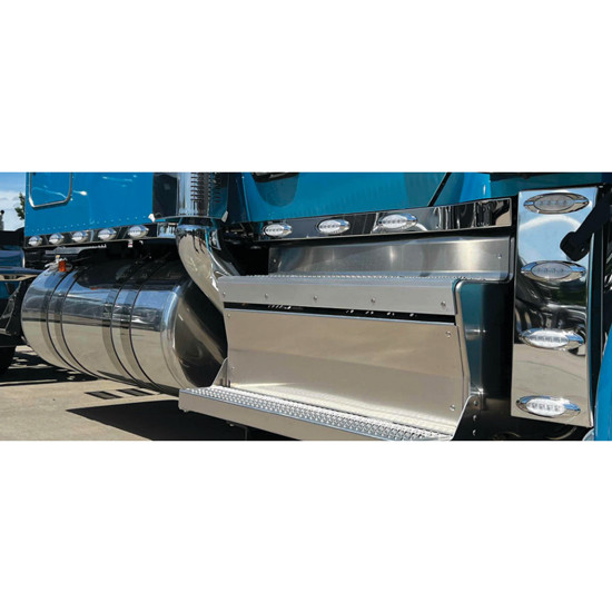 3 X 80 Inch Stainless Steel Sleeper Panels W/ 20 Round 3/4 Inch Lights- Amber LED/ Amber Lens For Peterbilt 567, 579, 589