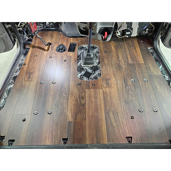 Dark Brown Precut Vinyl Plank Wood Floor W/ Shifter Hole Fits Peterbilt