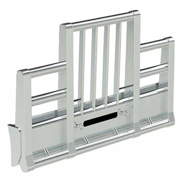 Super Road Train Grille Guard W/ Vertical Bars & Row of Lights By Herd For Kenworth W900L, W900L Aerocab