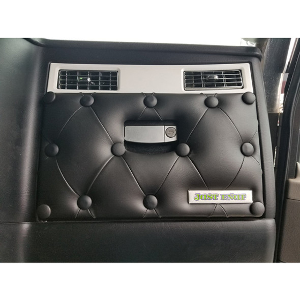 Quilted Diamond Vinyl W/ Buttons Glove Box Door Cover- Steel Blue For Kenworth T660, T880 & W900