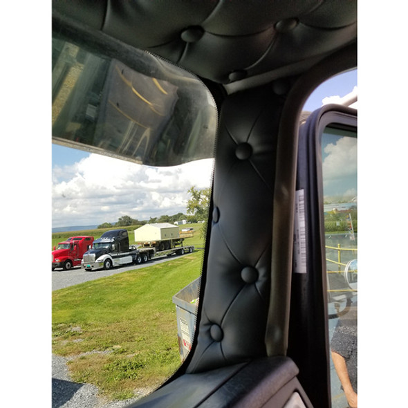 Quilted Diamond Vinyl W/ Buttons AeroCab A Pillar Covers- Steel Blue For Kenworth T660, T880 & W900