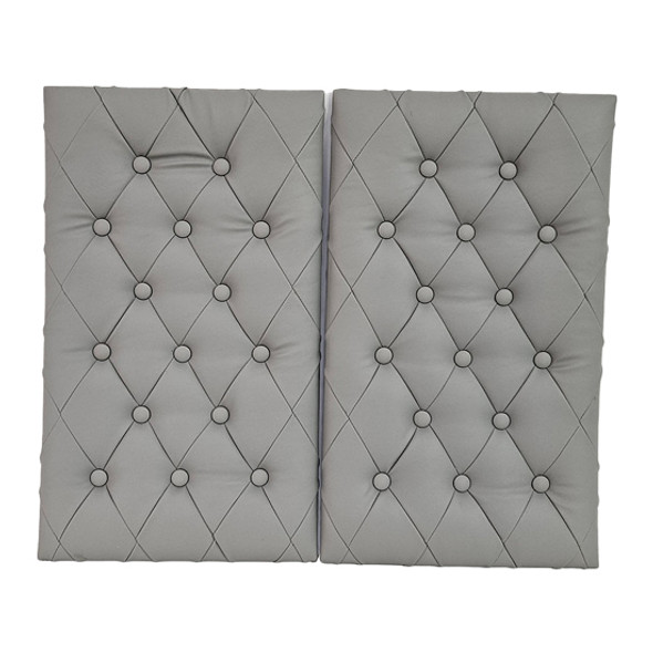 Quilted Diamond Vinyl W/ Buttons Sleeper Cabinet Door Covers- Steel Blue For Kenworth T660, T880 & W900