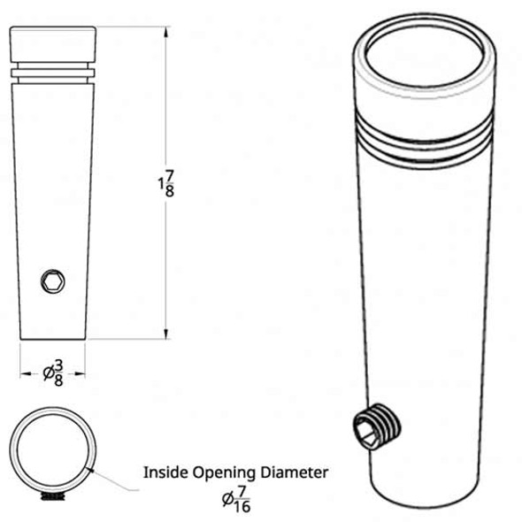 Chrome Toggle Extension with Red Jewel  For Peterbilt 300 Series