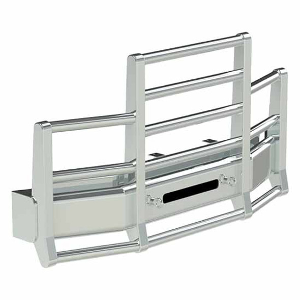 Defender 4 Post Grille Guard W/ Horizontal Tubes & Oval Turn Signals By Herd For Freightliner Columbia