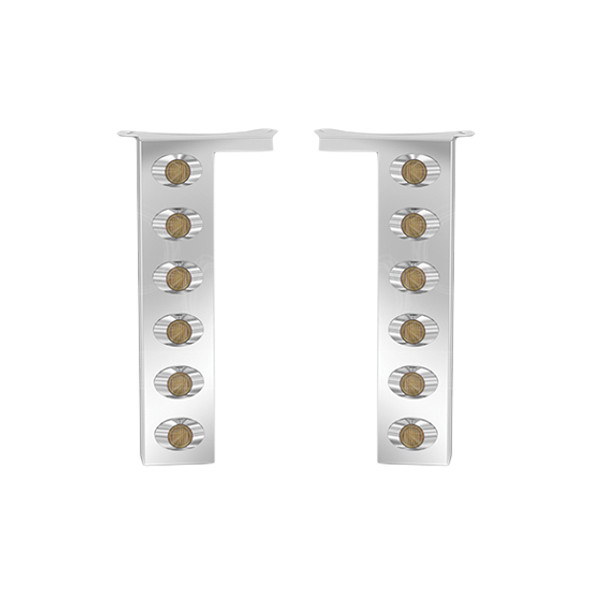 Front Stainless Steel Air Cleaner Panel W/ 12 M3 Lights- Amber LED/ Amber Lens For International HX520
