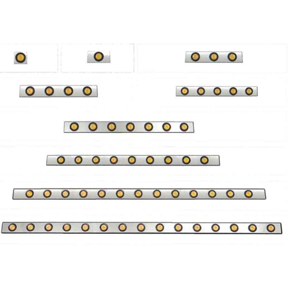3.5 X 48 Inch Stainless Steel Light Bar W/ 8 Round 2 Inch Flat Lights- Amber LED/ Amber Lens
