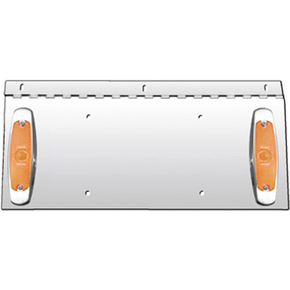 17.50 Inch Stainless Steel Hinged License Plate Holder W/ 2 SuperNova Lights- Amber LED/ Amber Lens