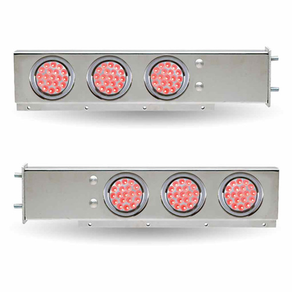 30 Inch Stainless Steel Dual LED Mud Flap Hangers W/ Red & Green LED With Clear Lens- 3/4 Inch Bolt Spacing