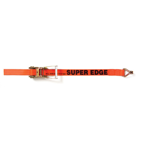 2 Inch X 27 Ft Super Edge Ratchet Strap With #618 J Hook- 3335 Lb WLL