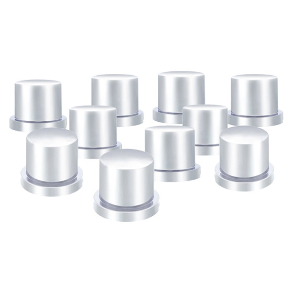 Chrome Plastic Push On Flat Top Nut Covers- Pack Of 10