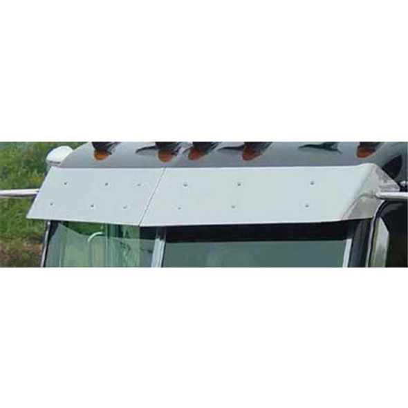 Peterbilt Ultra Cab & Flat Top Blank 1 Piece Stainless Steel Drop Visor Peterbilt Ultra Cab & Flat Top Blank 1 Piece Stainless Steel Drop Visor