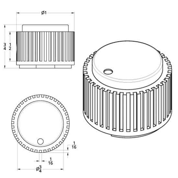 Chrome 1/4 Inch Control Dial Knob