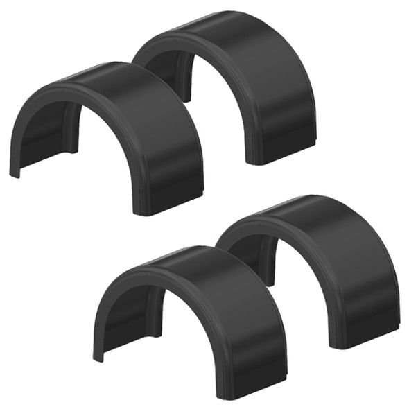 Black Fiberglass Single Axle Fender With Medium Lip- Set of 4