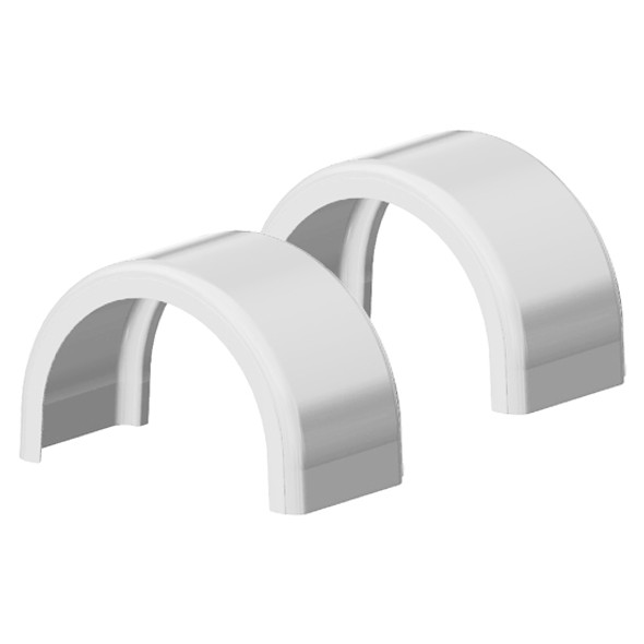 White Fiberglass Single Axle Fender With Small Lip- Pair