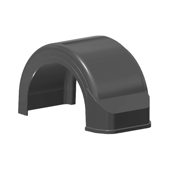 Gray Fiberglass Single Axle Fender With Wide Trim & Light Box- Driver Side