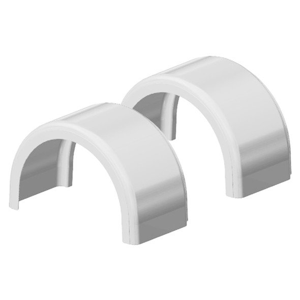 White Fiberglass Single Axle Fender With Medium Lip- Pair