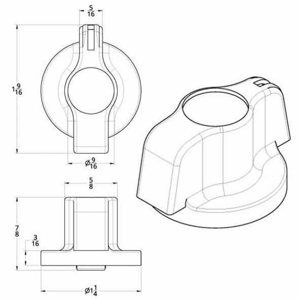 Chrome AC Control Knob With Clear Jewel  For Peterbilt