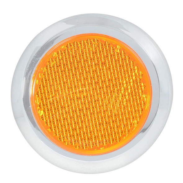 2.125 Inch Amber Acrylic Reflector W/ Chrome Plastic Trim- Stick On