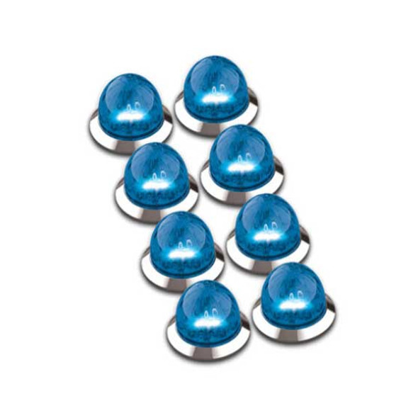 Hero Mini Watermelon Blue LED W/ Clear Lens Lights- 8-Pack By RoadWorks