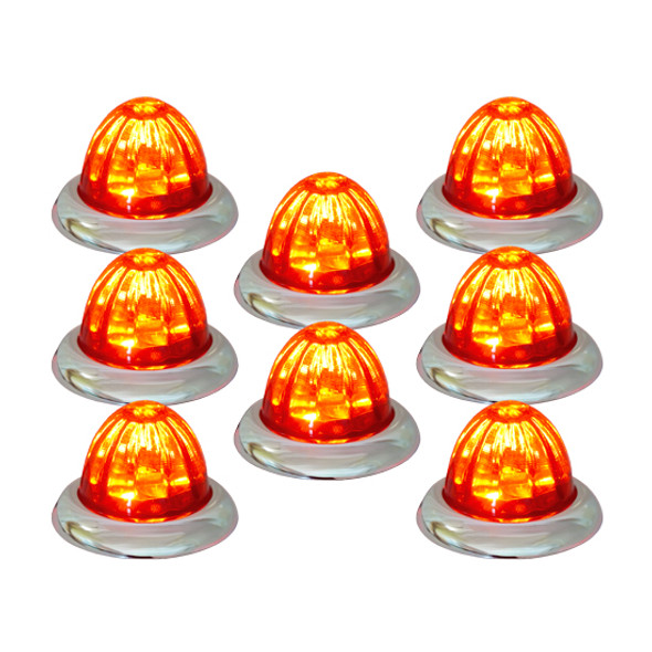 8 Pack Of 1-1/2 Inch Glass Watermelon Red- Red 3 Wire, Stud Mount W/ Chrome Bezel LED Lights By Legendary 8 Pack Of 1-1/2 Inch Glass Watermelon Red- Red 3 Wire, Stud Mount W/ Chrome Bezel LED Lights By Legendary