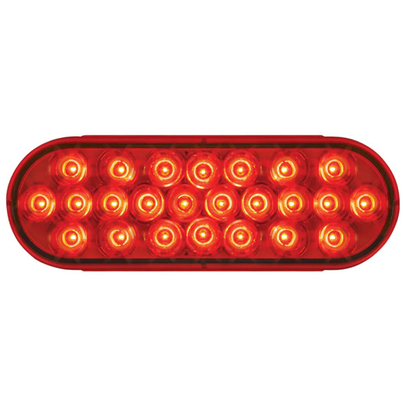 6.5 Inch Oval 24 Diode Pearl LED Light - Red LED / Red Lens