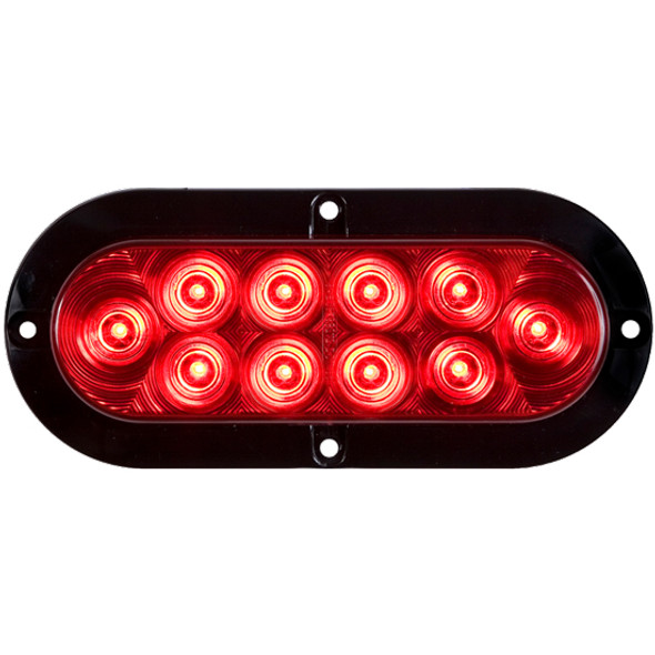 6 Inch Oval Stop/ Turn/ Tail Light W/ Flange- Red LED/ Red Lens