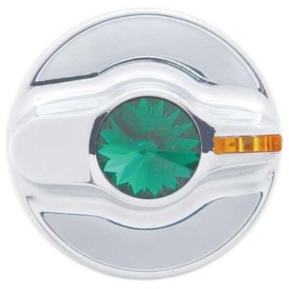 Chrome Signature AC Control Knob With Green Jewel  For Kenworth