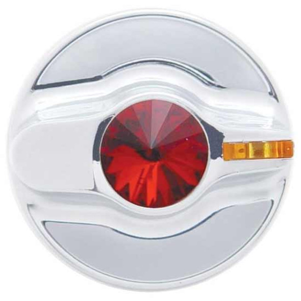 Chrome Signature AC Control Knob With Red Jewel  For Kenworth