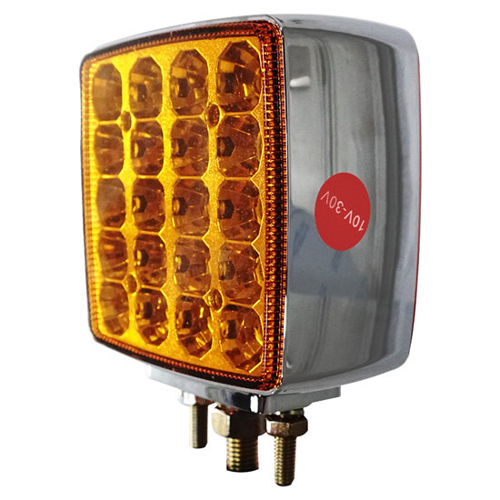 Double Sided Square Marker & Turn Signal Light W/ Side Reflector- Amber LED/ Amber Lens