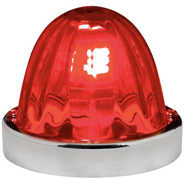 3.5 Inch Glass Watermelon Light W/ Stainless Steel Bezel- White LED/ Red Lens